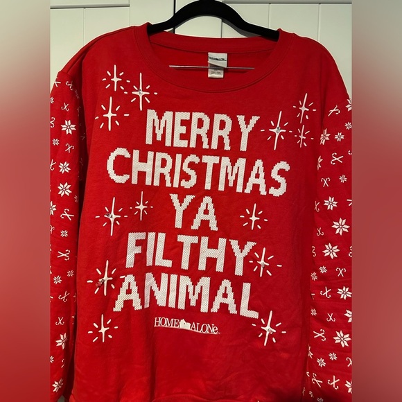 Home Alone Women's Sweater Red Merry Christmas Ya Filthy Animal Size XXL - Picture 3 of 7